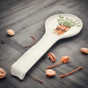 Ceramica Cuore Spoon Rest Carrots Italy Hand Painted Cottagecore Farmhouse